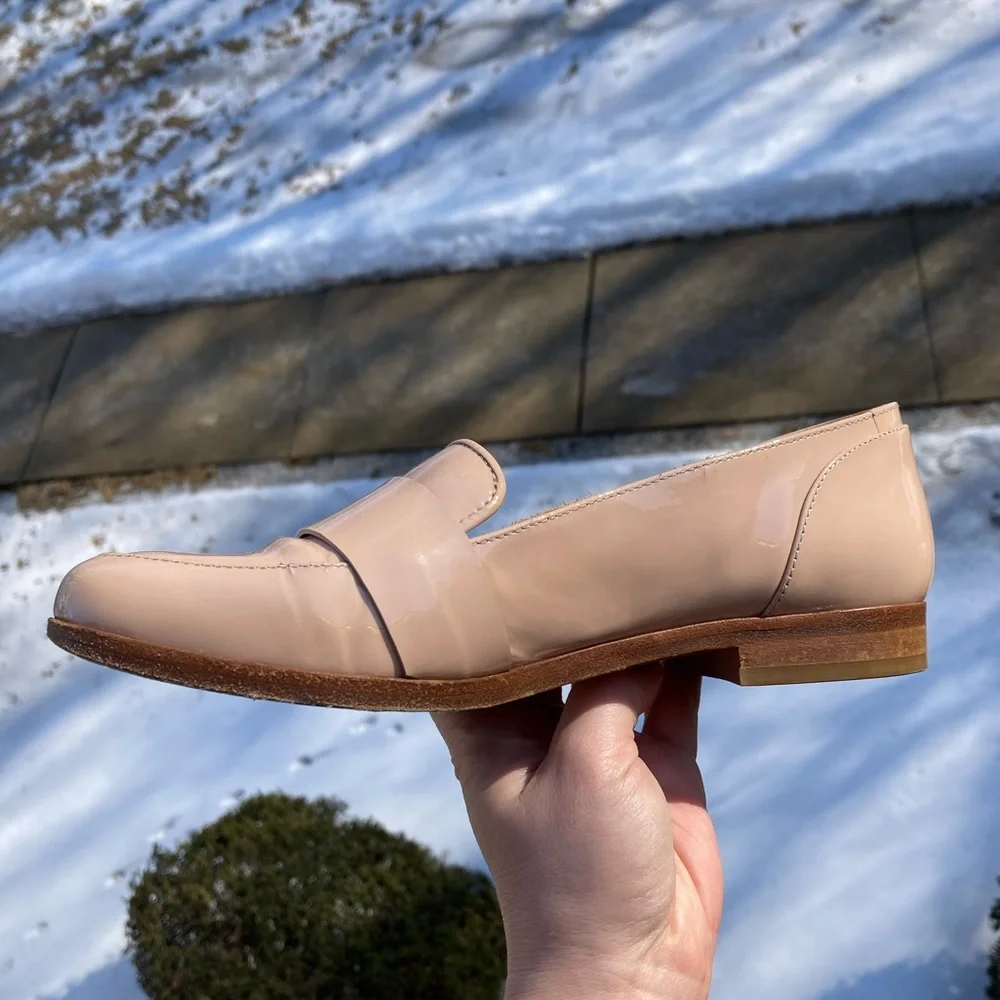 Sézane Light Blush Pink Nude Patent Leather Loafers